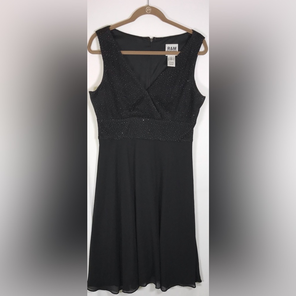 R&M Richards black dress sleeveless maxi gown  size 12